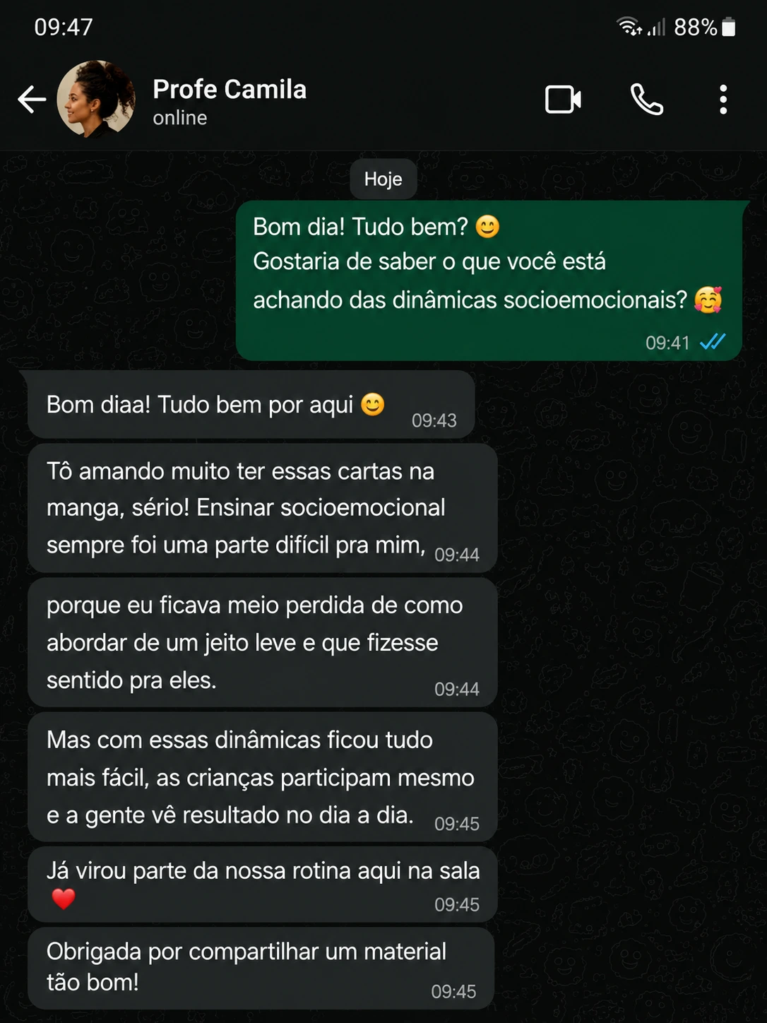Depoimento de professora
